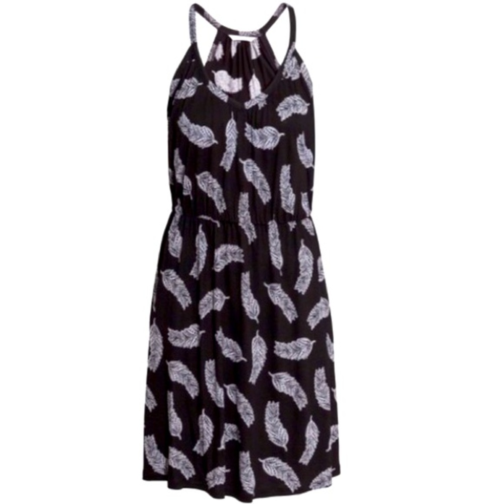 H&M Feather Pattern Black Summer Dress